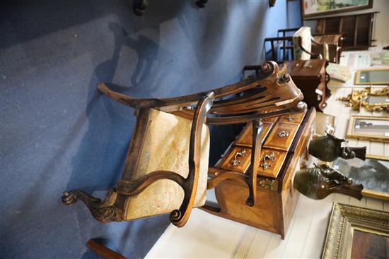 A George II red walnut elbow chair,